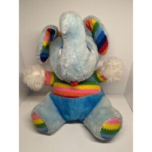 Vintage Rare Oscar's Sales, Inc Rainbow Elephant Plush 11"